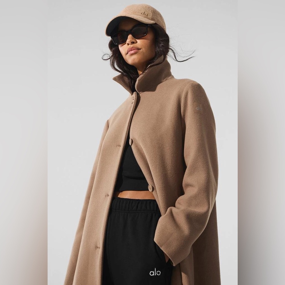 Alo Wool Metro Long Coat - Toasted Almond